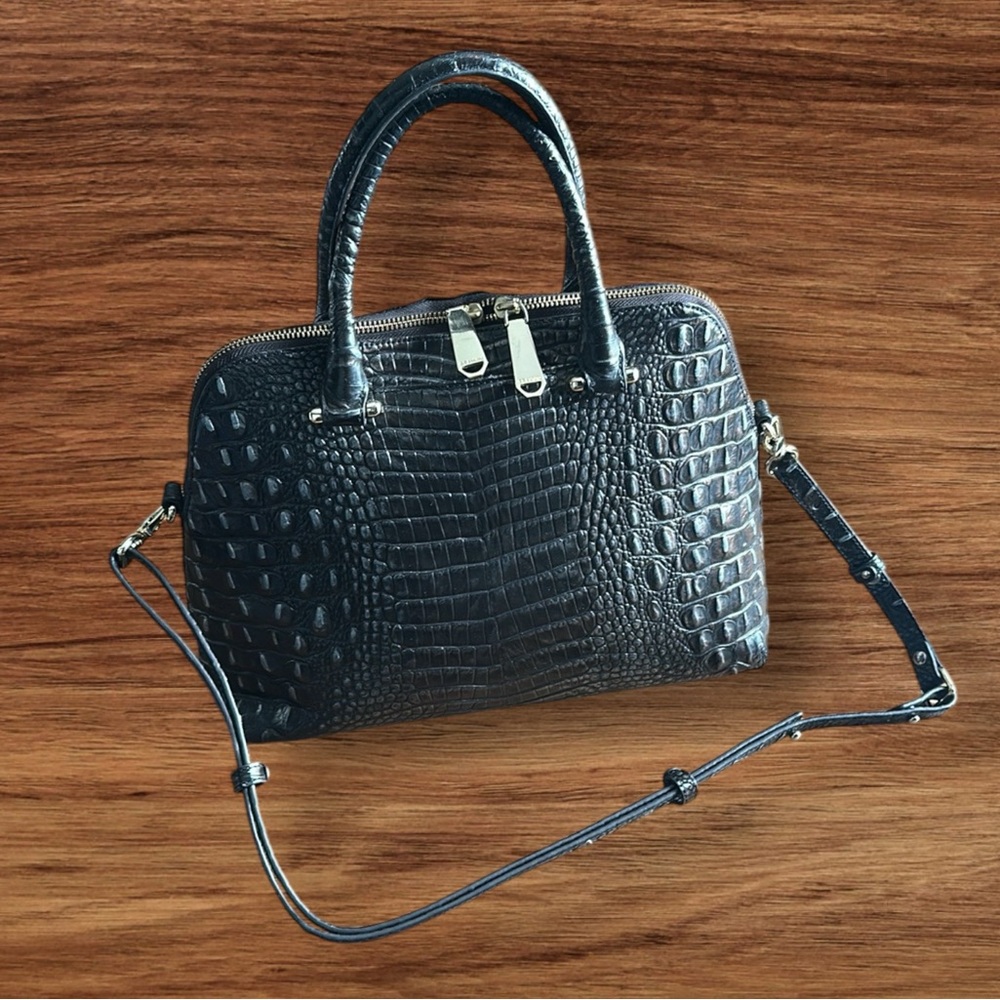 Brahmin Brown silver Crocodile Embossed womens Bag - Picture 2 of 9